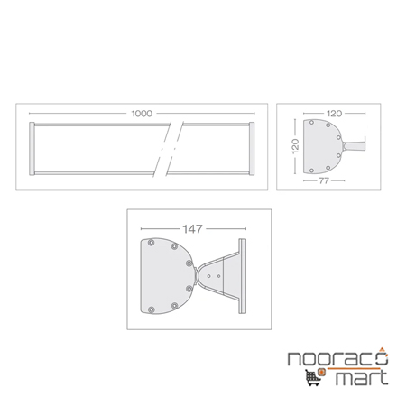 قیمت چراغ وال واشر آذرخش 2 (RGB) 100 وات 100 سانتی متر 25 درجه گلنور