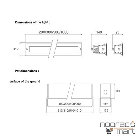 قیمت چراغ دفنی آذرین 1 (RGB) 12 وات 30 سانتی متر 50x15x3 درجه گلنور