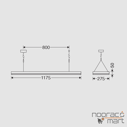 ابعاد چراغ آویز 120*30 الگانس 33 وات مازی نور