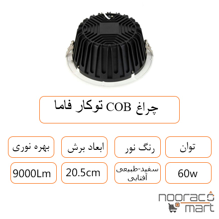 توضیحات چراغ COB توکار فاما 60 وات داتیس